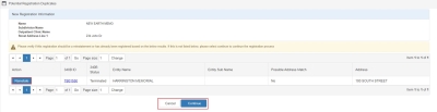 Potential Registration Duplicates window