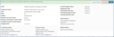 screen shot of selection of "Terminate" from CE Details page
