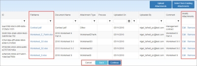 screen shot of Attachments selected for upload