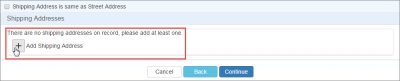 screen shot of Adding a Shipping Address