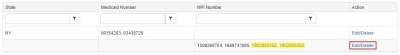 Recertification Select to Edit Duplicate NPI Numbers