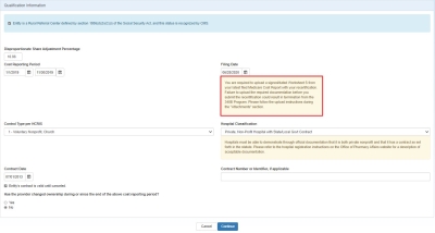 Recertification Qualification Information hightlighting the filing date message