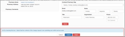 screen shot of AO checkbox and attestation for CP Rep changes
