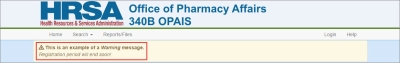 Image of sample "Warning" banner message