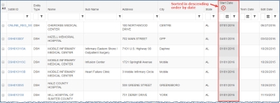 screen shot - Date sort descending