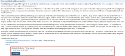 screen shot of Download Medicaid Exclusion File
