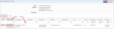 screen shot of Pharmacy Details "Contracts" tab