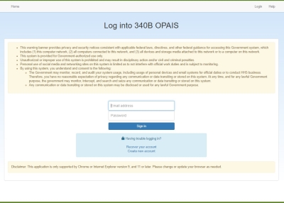 340B OPAIS Login Page