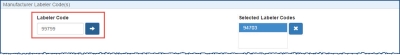 screen shot of Manufacturer Labeler Codes section for adding a labeler code