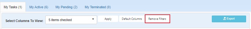 Remove Filters button on My Dashboard