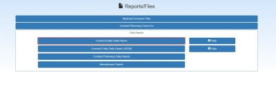 Covered Entity Daily Report menu selection