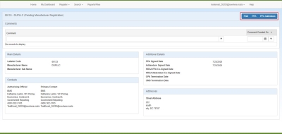 Manufacturer Pending Labeler Code detail page